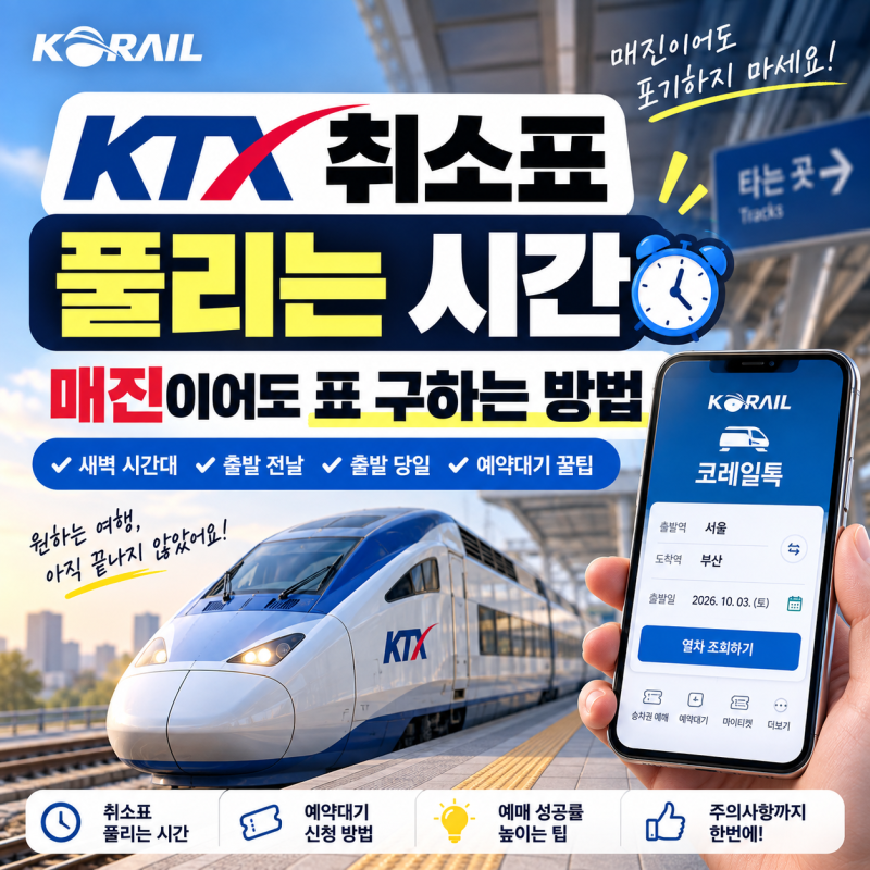 KTX 취소표 풀리는 시간, 매진이어도 표 구하는 방법