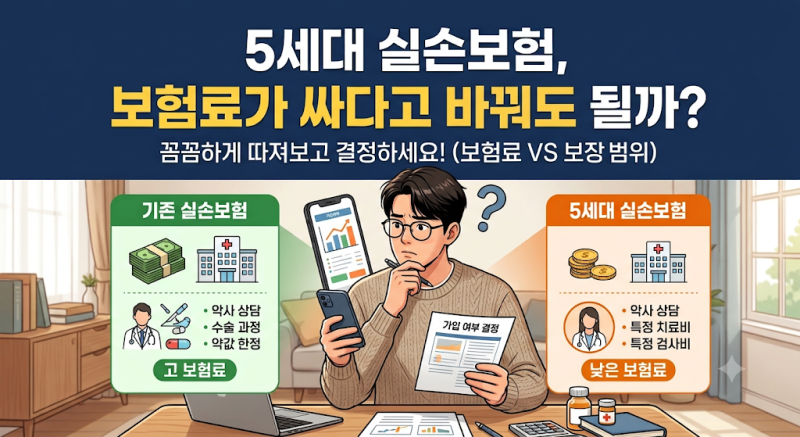 5세대 실손보험, 보험료가 싸다고 바꿔도 될까? 4세대와 달라진 핵심 5가지