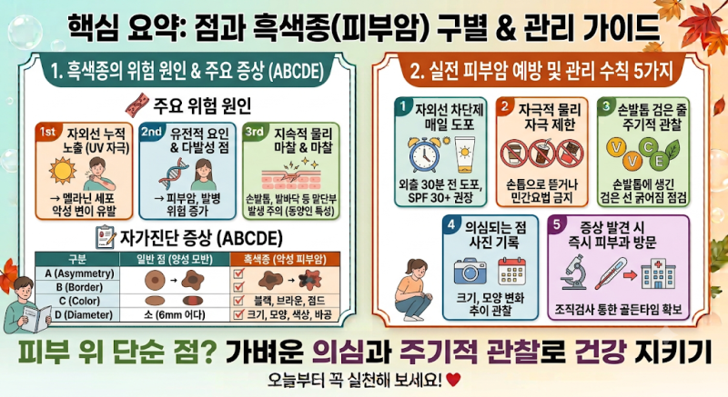 "갑자기 생긴 점, 혹시 피부암?" 점과 흑색종 구별하는 자가진단법