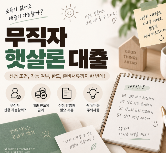 무직자 햇살론 대출 가능할까? 조건부터 한도, 신청방법까지 정리