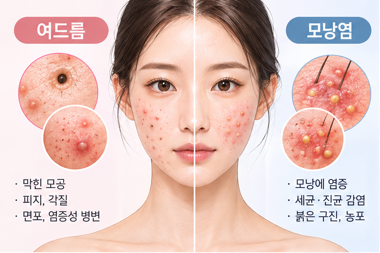 모낭염과 여드름 차이, 비슷한 뾰루지인데 치료법이 다른 이유