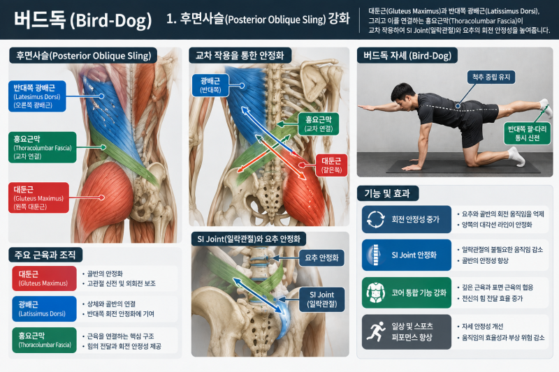 허리통증 잡는 버드독 운동 효과 4가지