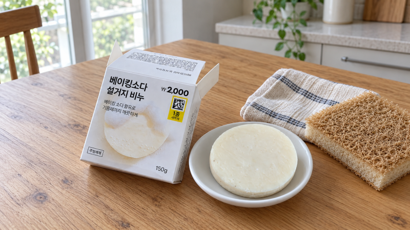 다이소 인기템 동구밭 베이킹소다 설거지 비누 후기, 2천 원 설거지바 장단점
