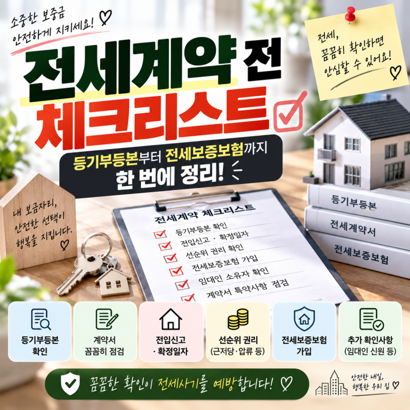 전세계약 전 체크리스트, 등기부등본부터 전세보증보험까지 한 번에 정리