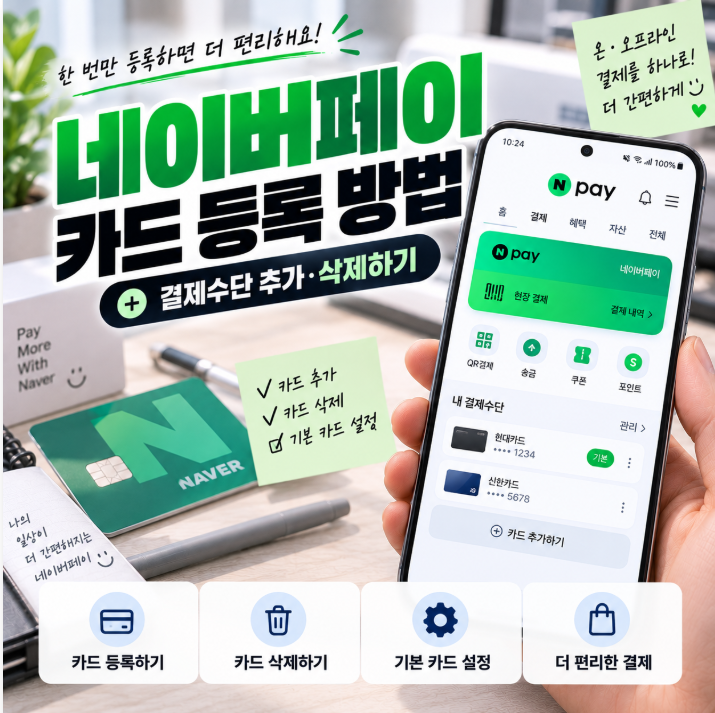 네이버페이 카드 등록 방법, 결제수단 추가·삭제하기