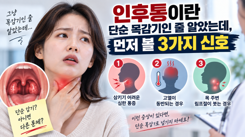 인후통이란 단순 목감기인 줄 알았는데, 먼저 볼 3가지 신호