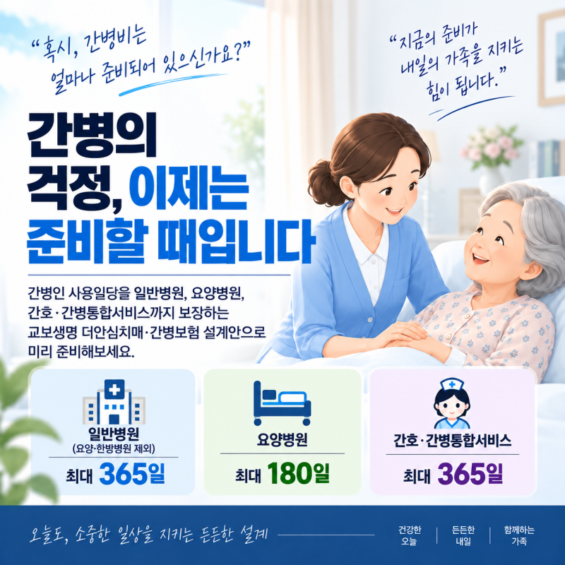 교보생명 간병보험, 간병인사용일당 최대 365일까지 준비하려면?