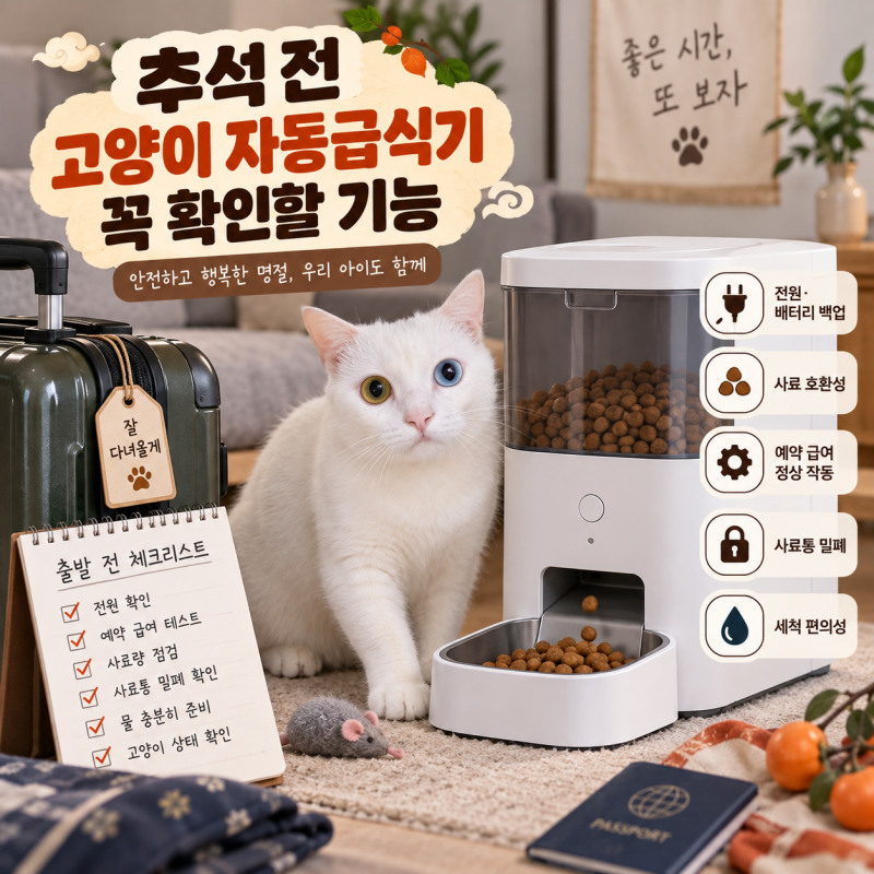 고양이 자동급식기 고르는 법, 추석에 집 비우기 전 꼭 확인할 기능