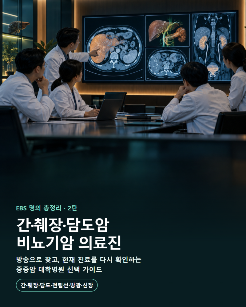 [명의 총정리 2탄] 간암·췌장암·담도암·비뇨기암 의료진｜EBS 방송과 대학병원 선택법