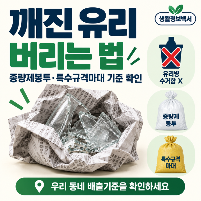 깨진 유리 버리는 법｜종량제봉투·특수규격마대 기준 확인
