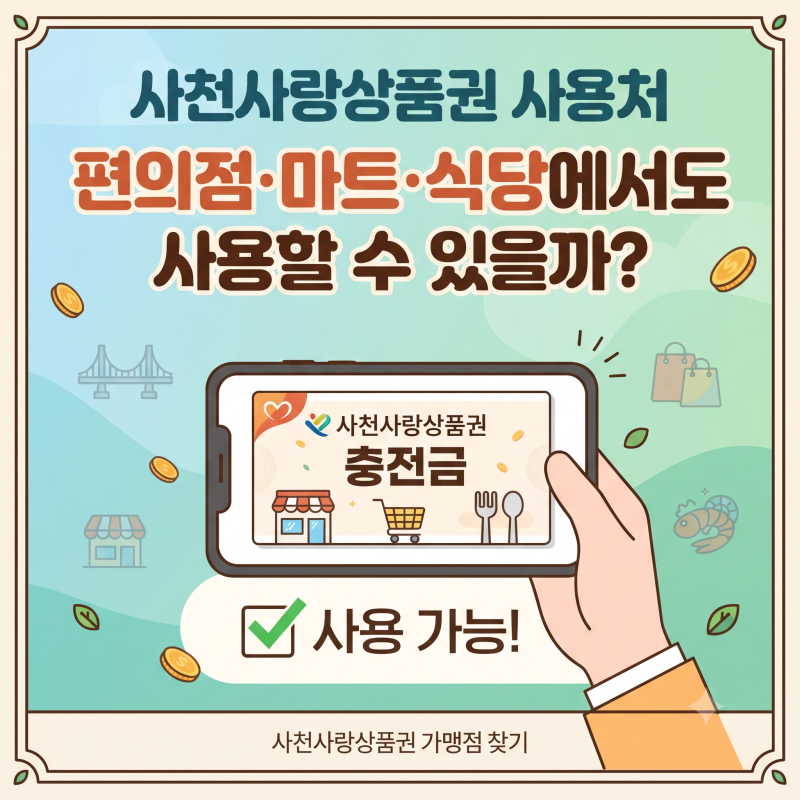 사천사랑상품권 사용처, 편의점·마트·식당에서도 사용할 수 있을까?