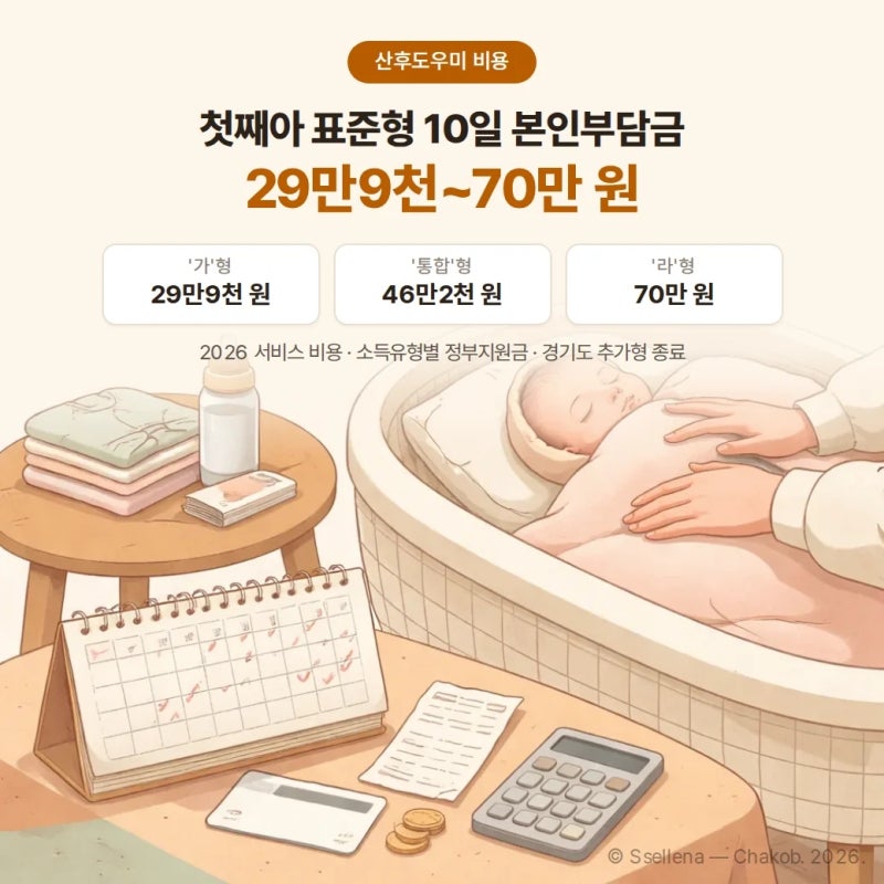 산후도우미 비용, 소득유형별 본인부담금 3가지 (경기도 150% 초과 9월 30일 종료)
