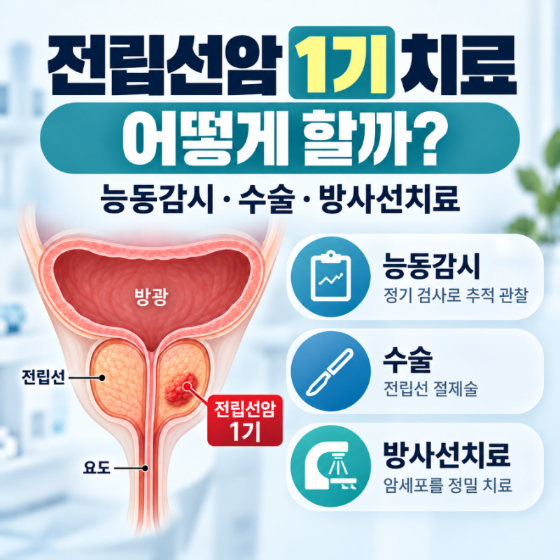 전립선암 1기 치료는 어떻게 할까? 능동감시가 우선인 이유와 수술·방사선치료 기준