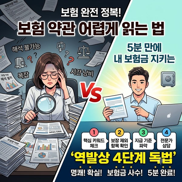 보험 약관 어렵게 읽는 법 vs 5분 만에 내 보험금 지키는 '역발상 4단계 독법'