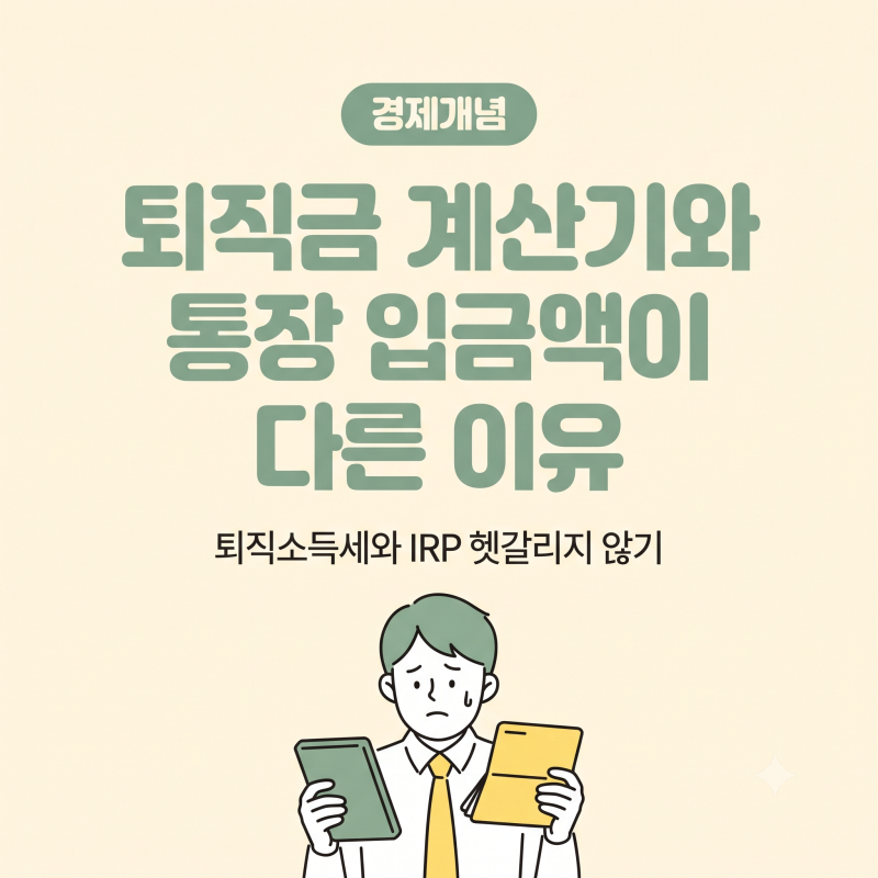 퇴직금 계산기랑 통장 입금액이 다른 이유, 퇴직소득세와 IRP 헷갈리지 않기