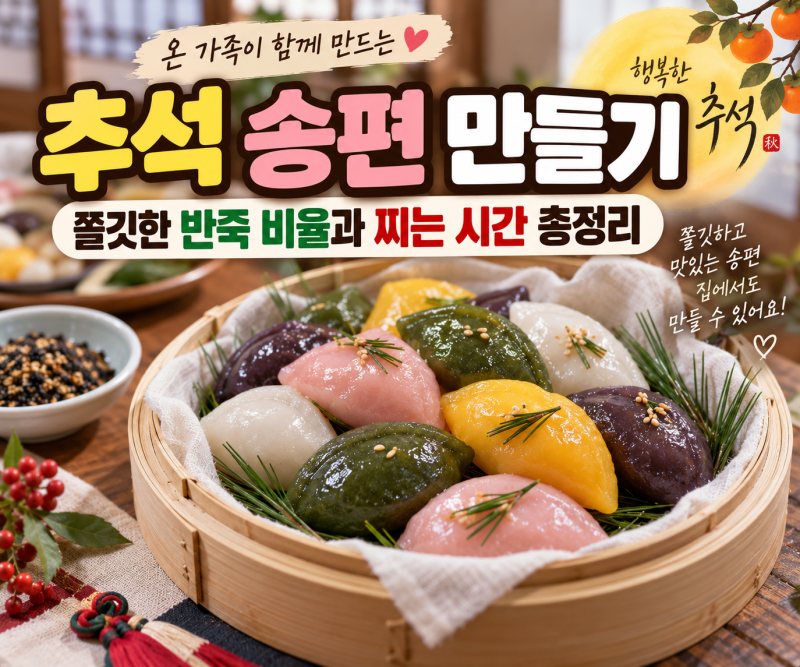 추석 송편 만들기, 쫄깃한 반죽 비율과 찌는 시간 총정리