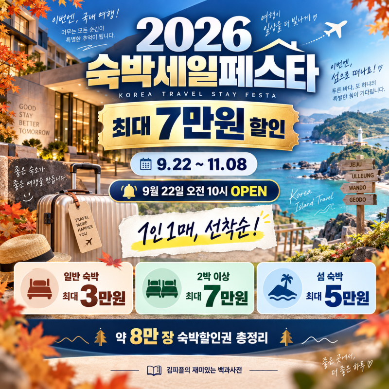 2026 숙박세일페스타 총정리｜9월 22일 오전 10시, 최대 7만원 할인