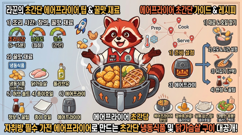 자취방 필수 가전 에어프라이어로 만드는 초간단 냉동식품 및 닭가슴살 구이