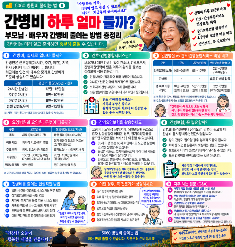 [5060 병원비 줄이는 법]⑥간병비 하루 얼마 들까?