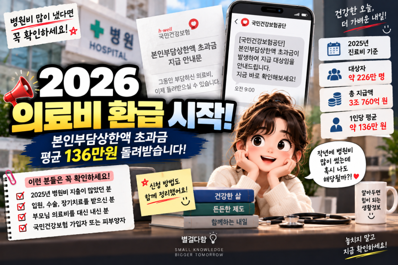 2026 의료비 환급 시작｜본인부담상한액 초과금 평균 136만원, 대상·신청방법 총정리