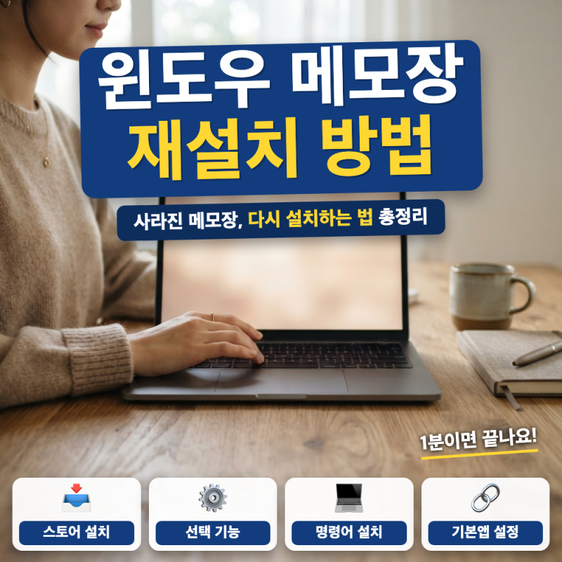 윈도우 메모장 다운로드 재설치 방법은? (+ 스토어 설치, 선택적 기능, 앱 실행 별칭)