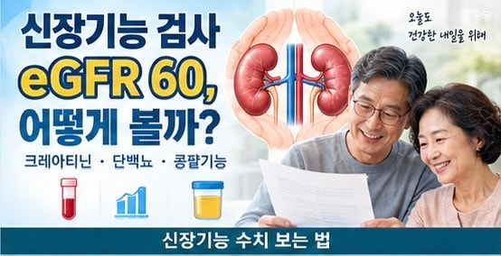 50대 이후 신장기능 검사, 크레아티닌 정상수치·eGFR 60·단백뇨 보는 법