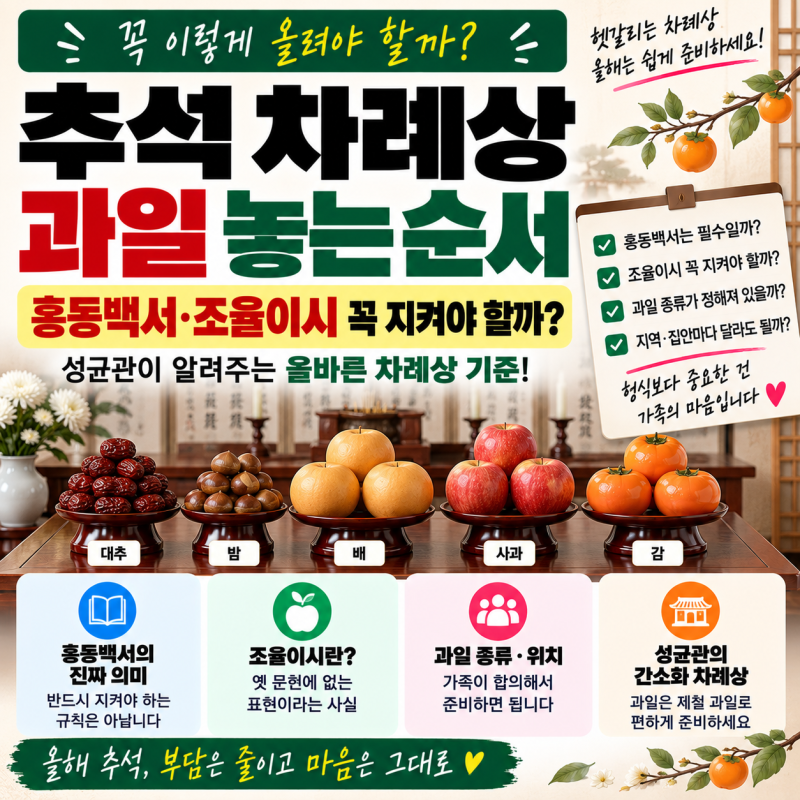 추석 차례상 과일 놓는 순서, 홍동백서·조율이시 꼭 지켜야 할까?