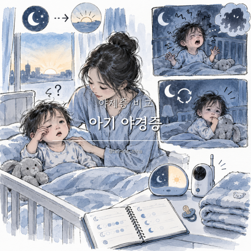아기 유아 야경증 특징 및 원인 새벽에깨는아기 야제증 비교