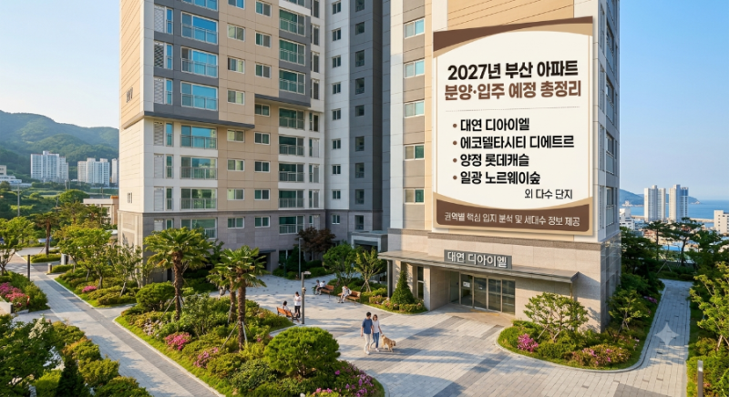 2027년 부산 아파트 분양 입주 예정 물량 총정리 대연디아이엘 에코델타시티 등