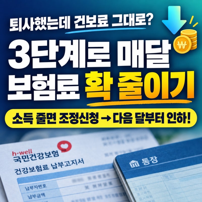 퇴사 후 치솟는 건강보험료, 3단계 조정 신청으로 매달 돈 아끼는 방법
