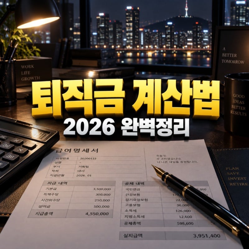 2026 퇴직금·퇴직소득세 계산법 완벽 가이드 | 근속연수공제·환산급여공제·IRP 연금 50% 감면