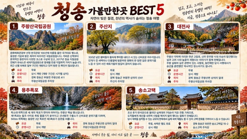 경북 청송 가볼만한곳 총정리 | 주왕산부터 주산지까지
