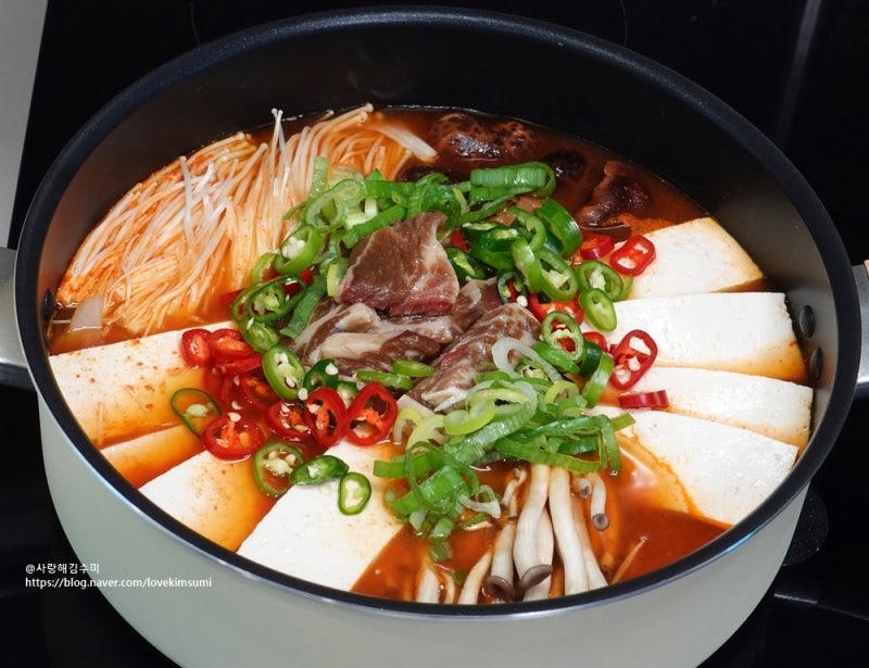 버섯 두부전골 레시피 얼큰 두부찌개 만드는법