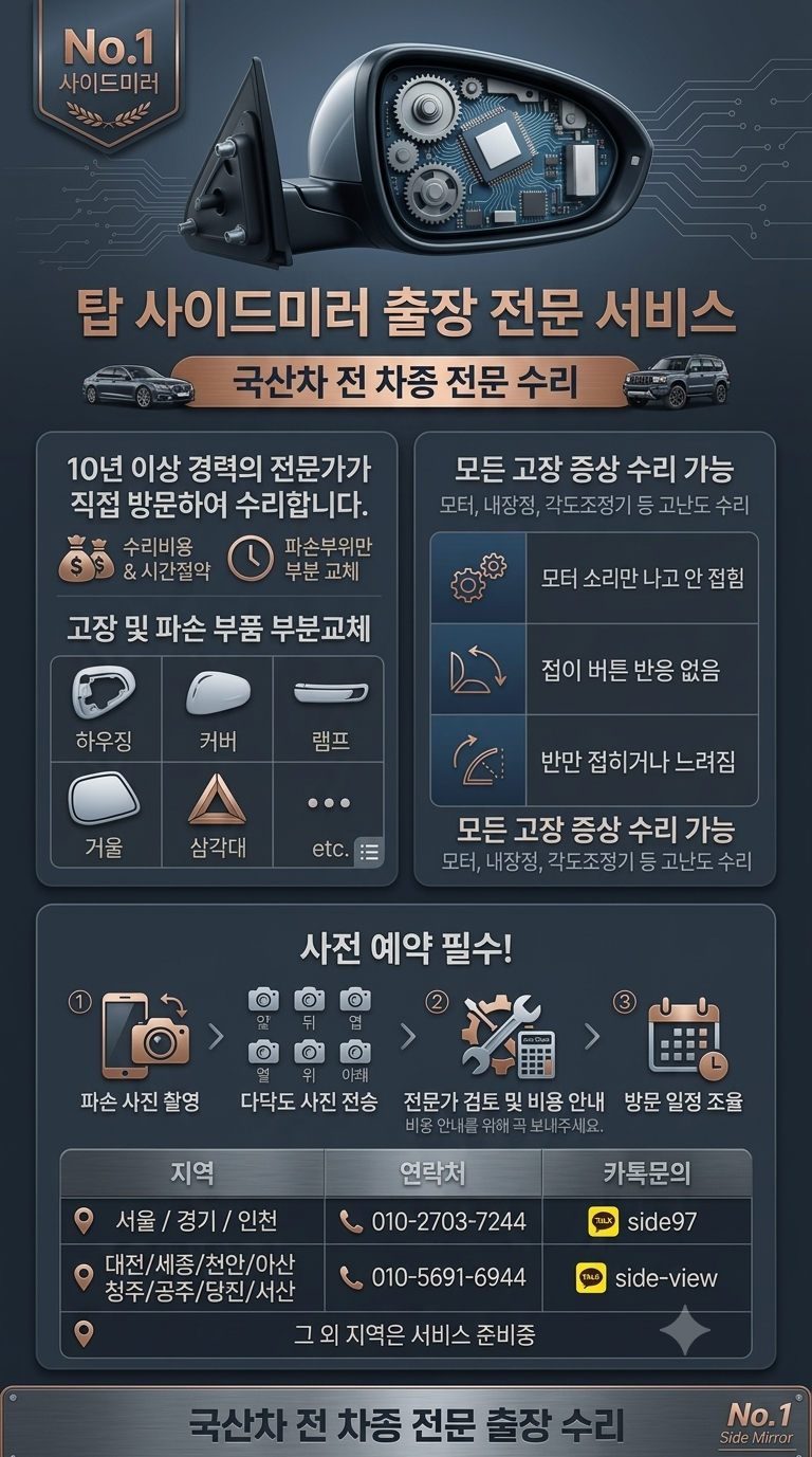 사이드미러 출장수리 후기 주차장 파손 고장도 집앞에서 해결