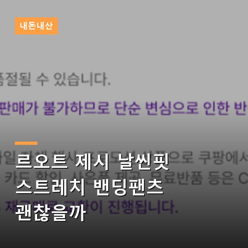 르오트 제시 날씬핏 스트레치 밴딩팬츠 괜찮을까