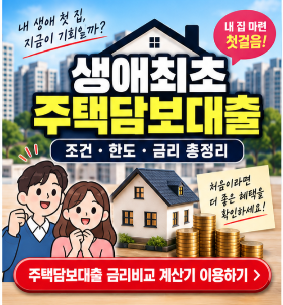 생애최초 주택담보대출 조건 한도 금리 총정리