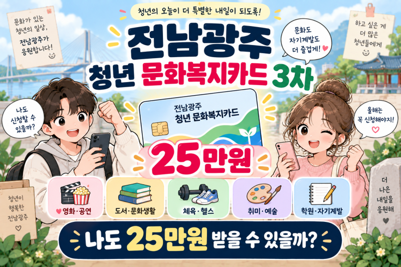 전남광주 청년 문화복지카드 3차 시작, 나도 25만원 받을까?