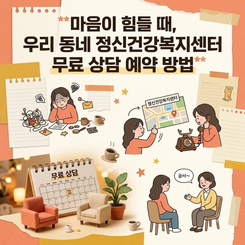 마음이 힘들 때 거주지 정신건강복지센터 무료 상담 예약하는 법