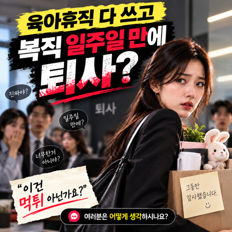 육아휴직 후 바로 퇴사해도 될까? 복직 일주일 만에 퇴사하면 생기는 문제