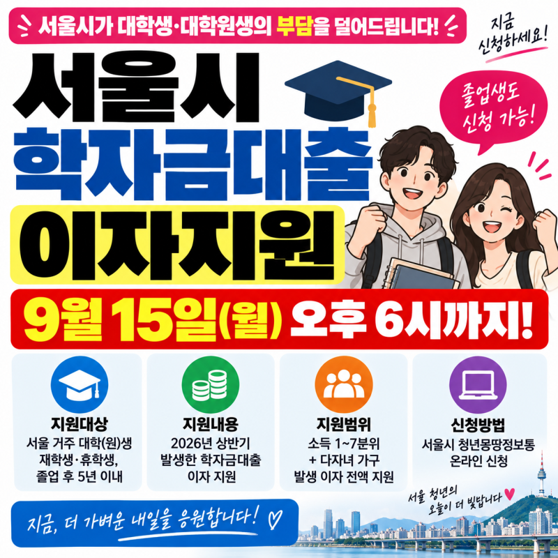 서울 학자금대출 이자지원 오늘 6시 마감, 졸업생도 신청할 수 있을까?