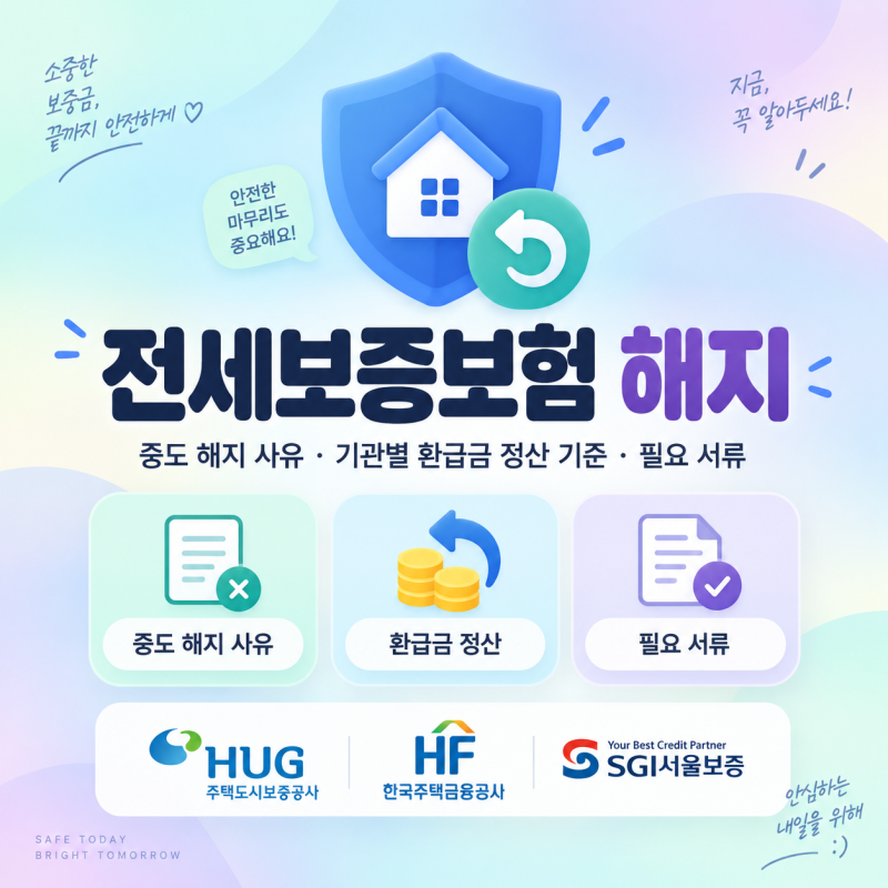 전세보증보험 해지: 중도 해지 사유·기관별 환급금 정산 기준·필요 서류