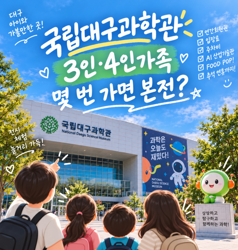 국립대구과학관 연간회원권 가격·혜택 총정리, 3인·4인가족 몇 번 가면 본전일까?