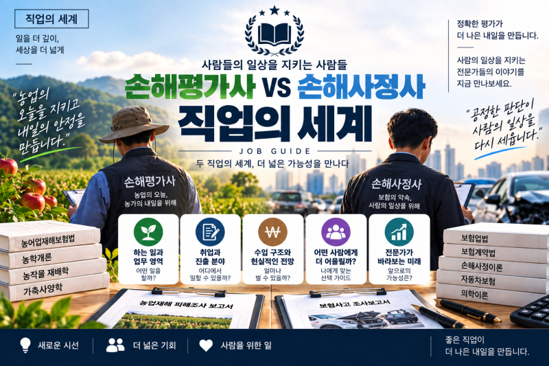 직업의 세계 No.1｜손해평가사 vs 손해사정사 - 차이부터 하는 일·자격증·시험·취업까지 총....