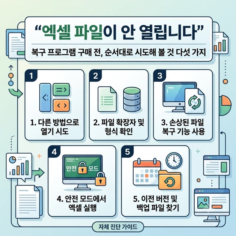 엑셀 파일이 안 열립니다 | 복구 프로그램 사기 전에 순서대로 해 볼 것 다섯 가지