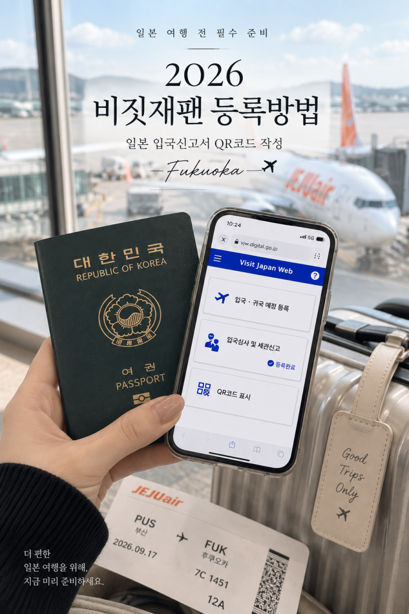 비짓재팬 등록방법 일본 입국신고서 QR코드 작성 2026 최신 후쿠오카