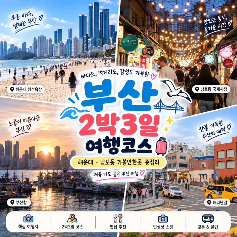 부산 가볼만한곳 10곳｜부산 2박3일 여행코스 해운대·남포동