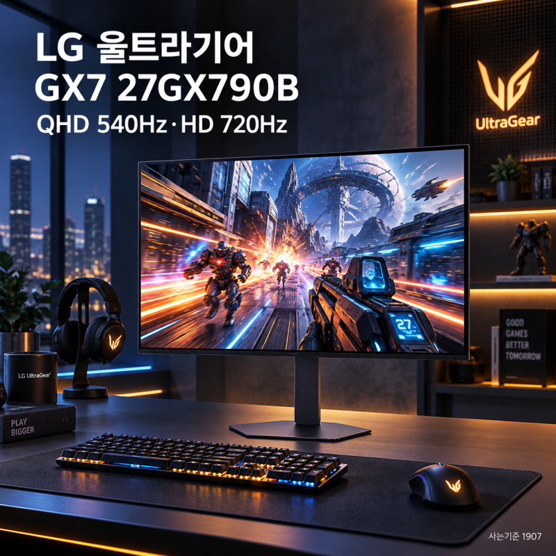 최대혜택가 115만원대 LG GX7 울트라기어 27GX790B OLED 게이밍모니터 듀얼모드 QHD 540Hz HD 720Hz 67.3cm....