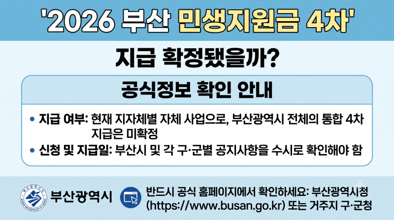 2026 부산 민생지원금 4차 지급일? 추석 지원금 신청 전 꼭 확인하세요