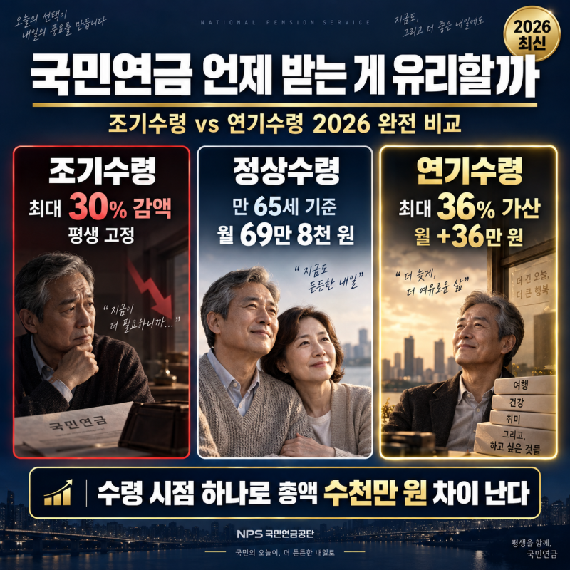 국민연금 조기수령 vs 연기수령, 언제 받는 게 유리할까