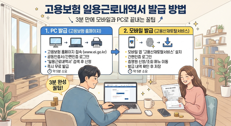 고용보험 일용근로내역서 발급 방법 3분 만에 모바일과 PC로 끝내는 꿀팁